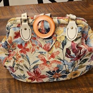 NWOT Hobo Hippie  Floral Tapestry Shoulder Bag with Coral Accent